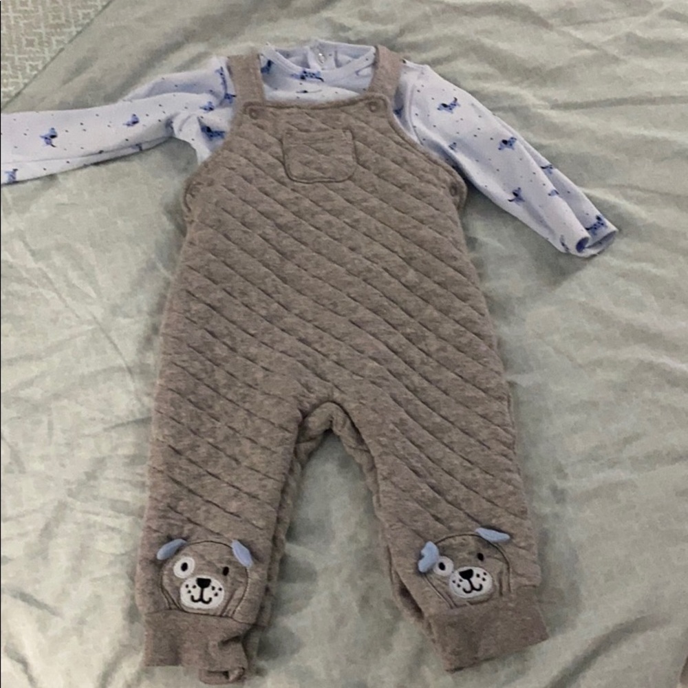 Quilted overalls and shirt